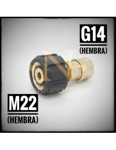 Conector latón rosca M22 14mm a conector rápido de 1/4" - Hembra-Hembra - NOTODOESDETAIL